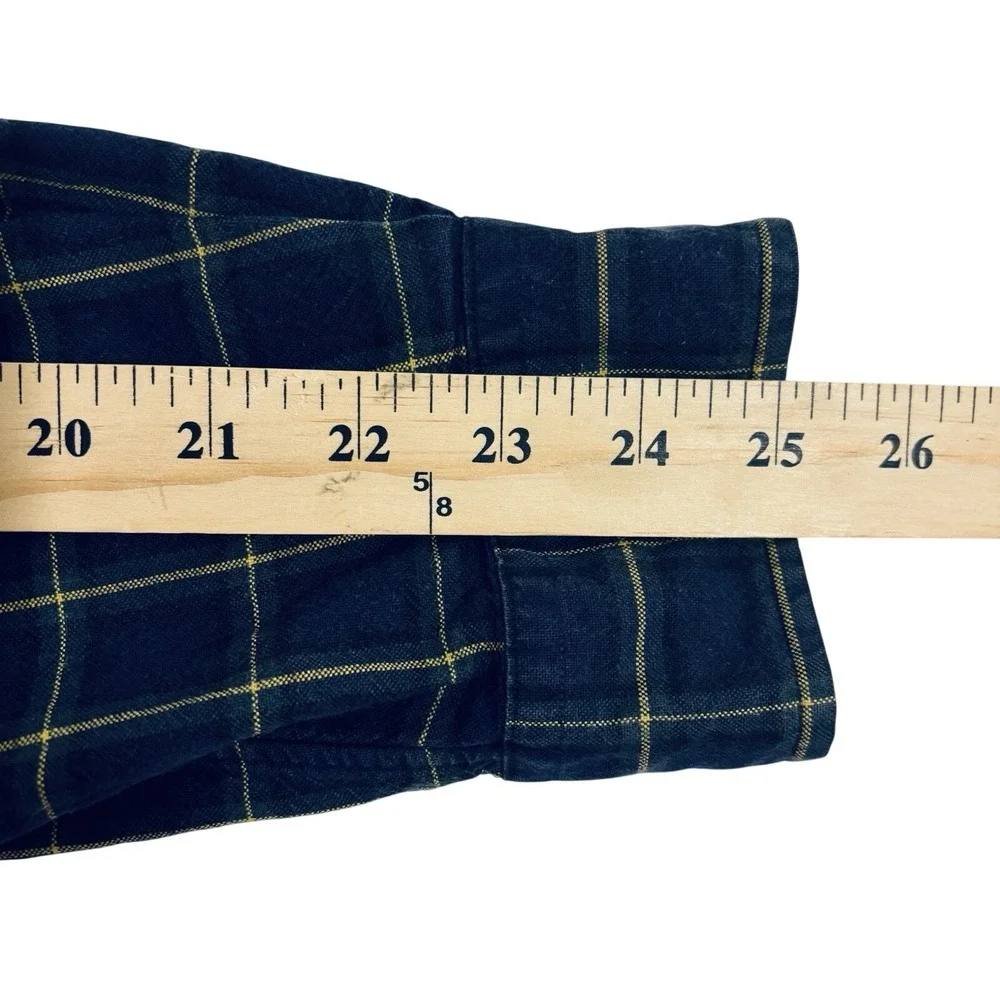 Ralph Lauren Button Down Shirt Mens L Navy Blue Plaid Windowpane Long Sleeve